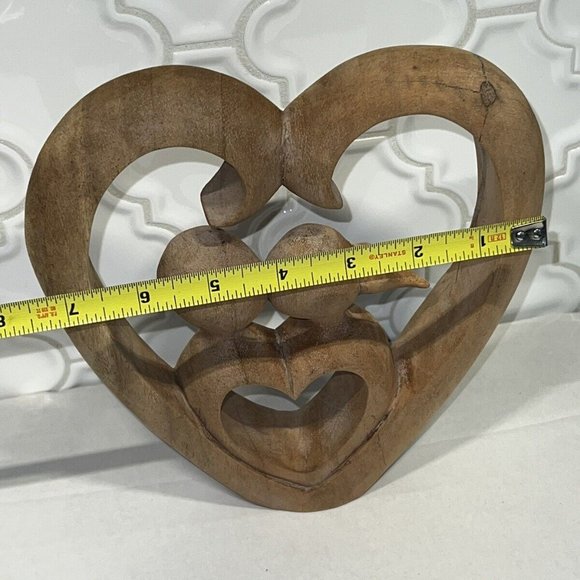 Wooden Hand Carved Romantic Passionate Loving Couple Abstract Figurine Sculpture - Picture 6 of 8